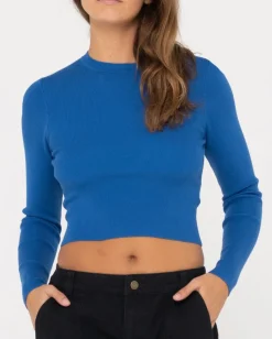 Amelia Cropped Long Sleeve Knit Top | Rusty Online