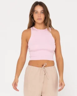 Amelia Knit Racer Crop Tank Top | Rusty Clearance