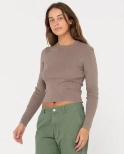Amelia Skimmer Long Sleeve Knit Top | Rusty Fashion