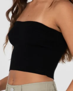 Amelia Strapless Knit Crop Top | Rusty Hot