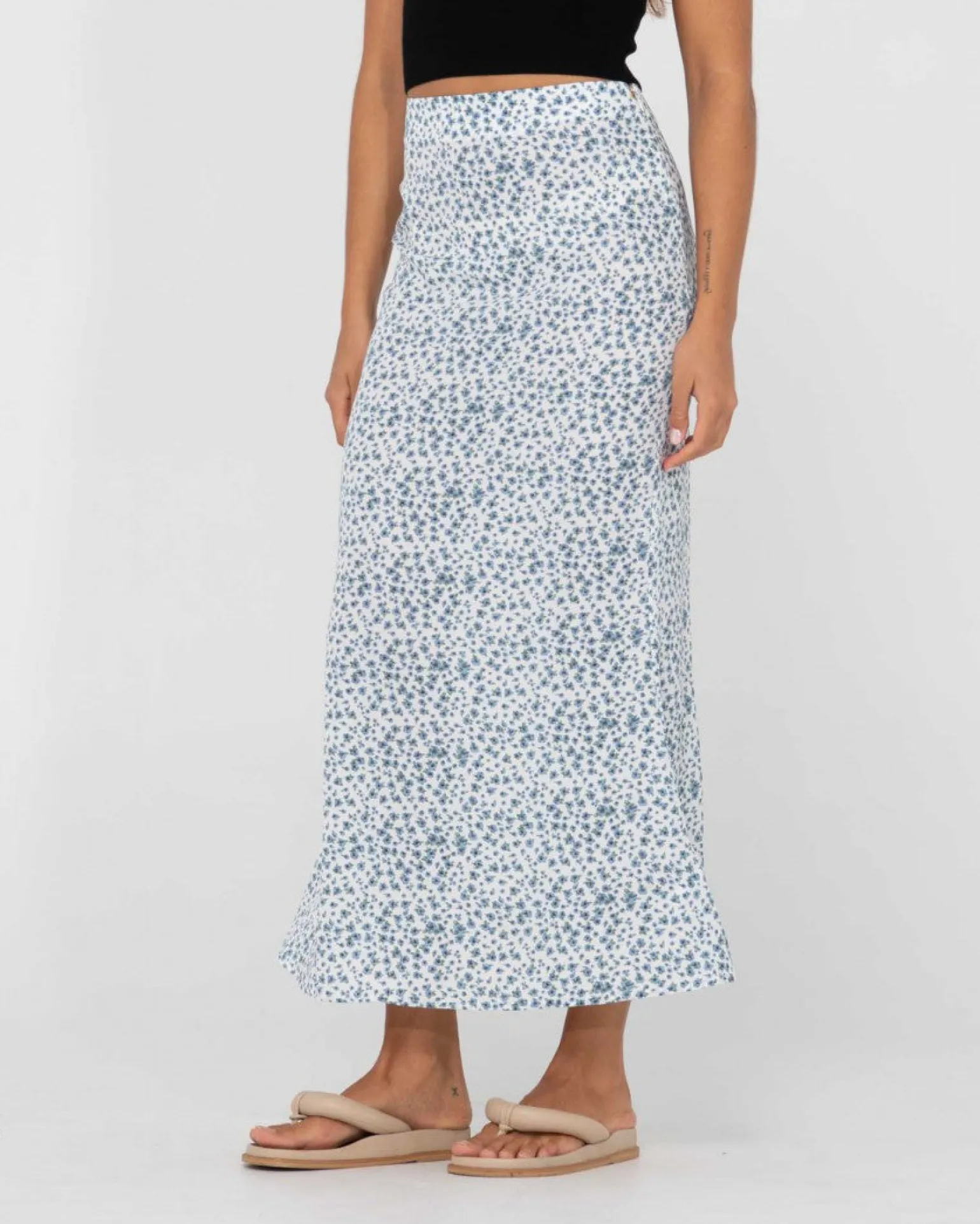 Balnear Floral Printed High Waisted Midi Skirt | Rusty Flash Sale
