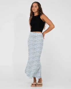 Balnear Floral Printed High Waisted Midi Skirt | Rusty Flash Sale