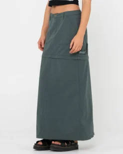 Billie Low Rise Ripstop Zip Off Maxi Skirt | Rusty Store