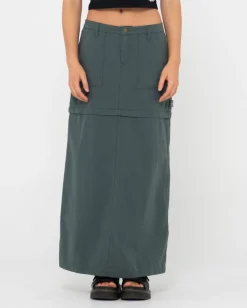 Billie Low Rise Ripstop Zip Off Maxi Skirt | Rusty Store