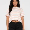 Camila Stripe Relaxed Crop Tee | Rusty Cheap