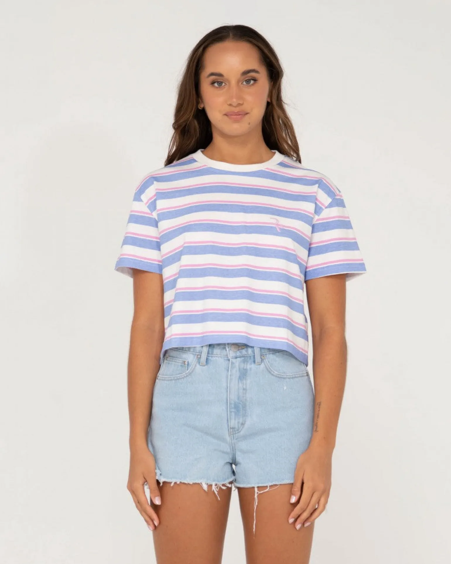 Camila Stripe Relaxed Crop Tee | Rusty Cheap