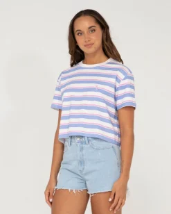 Camila Stripe Relaxed Crop Tee | Rusty Cheap