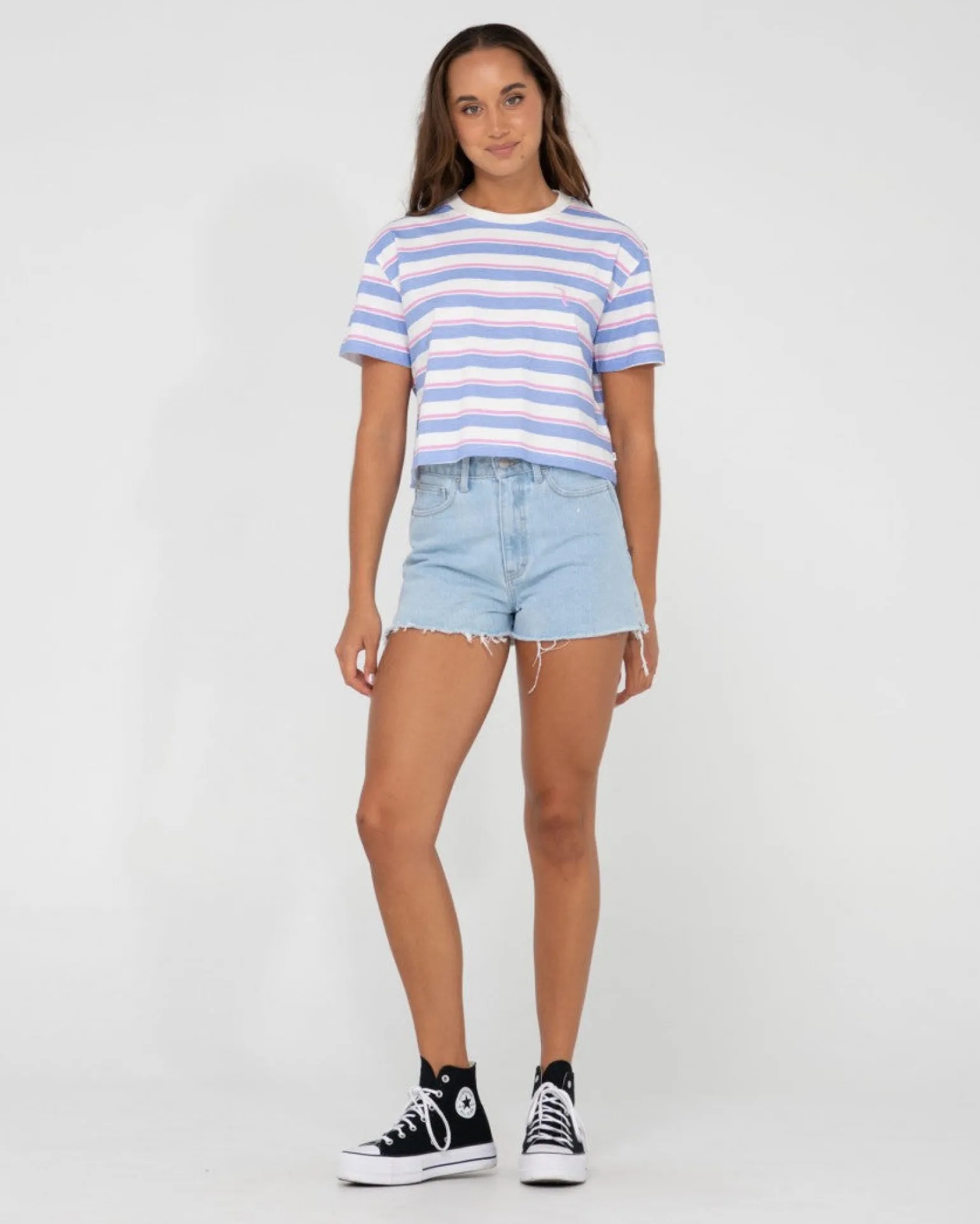 Camila Stripe Relaxed Crop Tee | Rusty Cheap