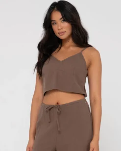 Carolina V Neck Linen Slip Top | Rusty Online