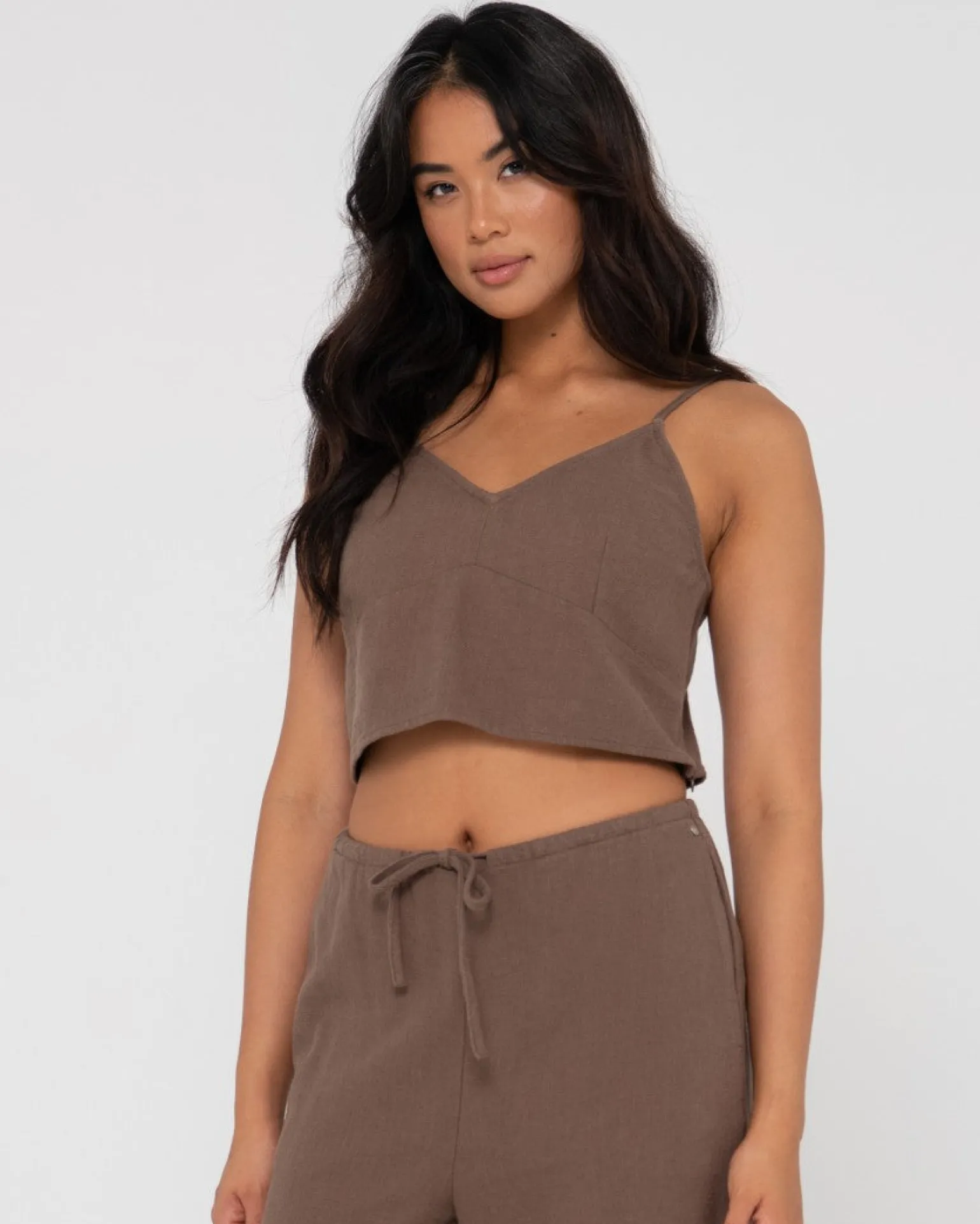 Carolina V Neck Linen Slip Top | Rusty Online