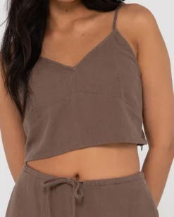 Carolina V Neck Linen Slip Top | Rusty Online