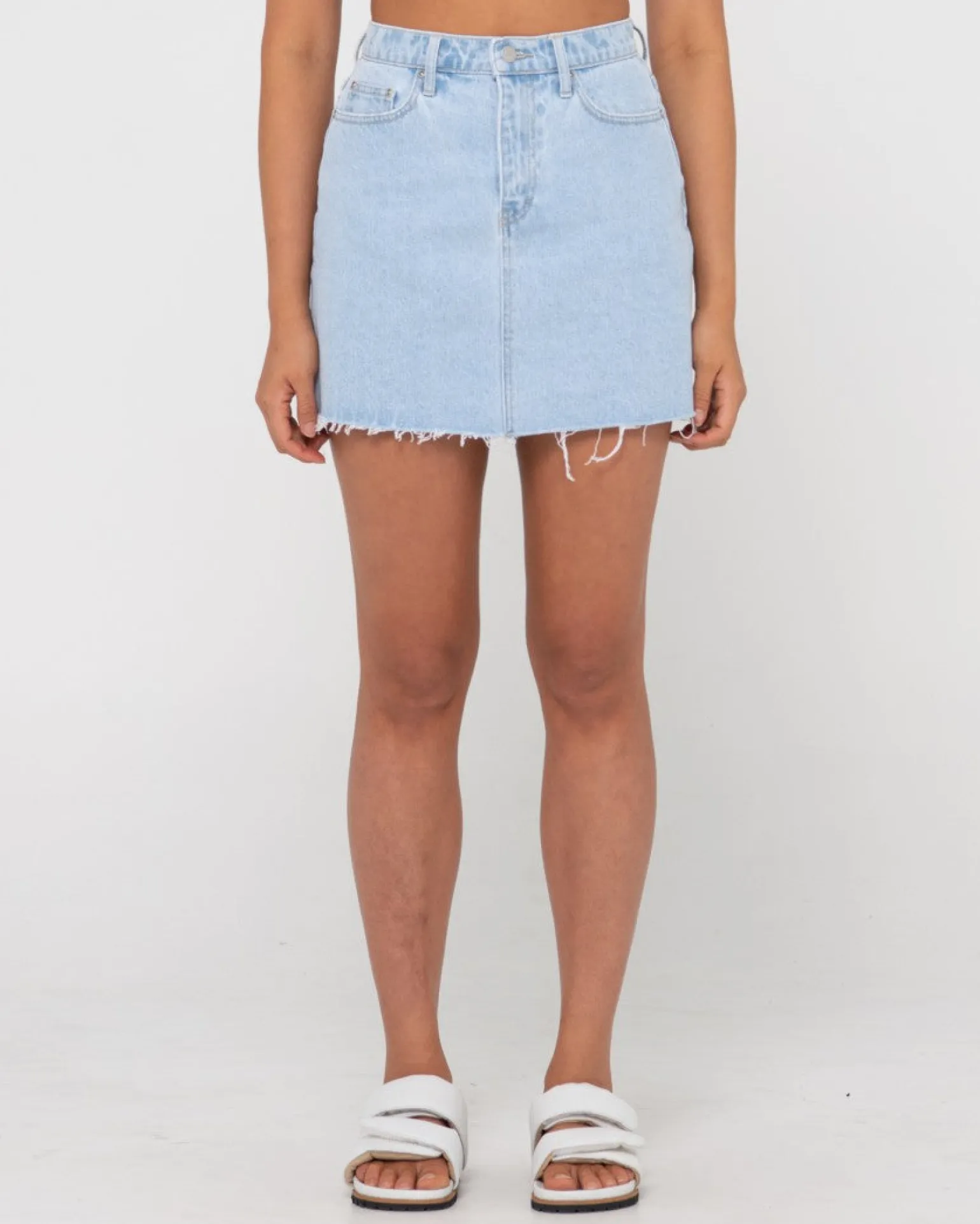 Celeste High Waisted Frayed Denim Skirt | Rusty Sale