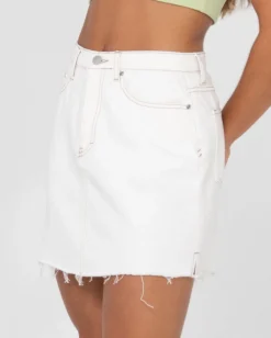 Celeste High Waisted Frayed Denim Skirt | Rusty Clearance