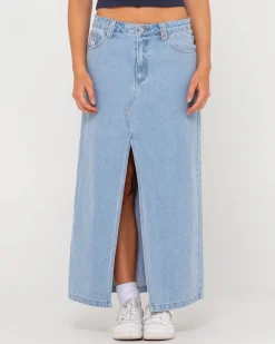 Celeste Low Rise Denim Maxi Skirt | Rusty Online