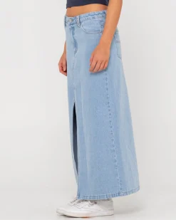Celeste Low Rise Denim Maxi Skirt | Rusty Online