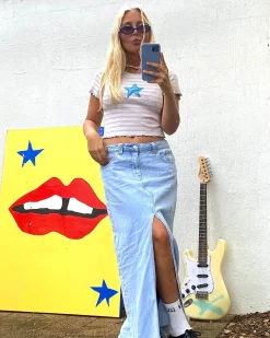 Celeste Low Rise Denim Maxi Skirt | Rusty Online