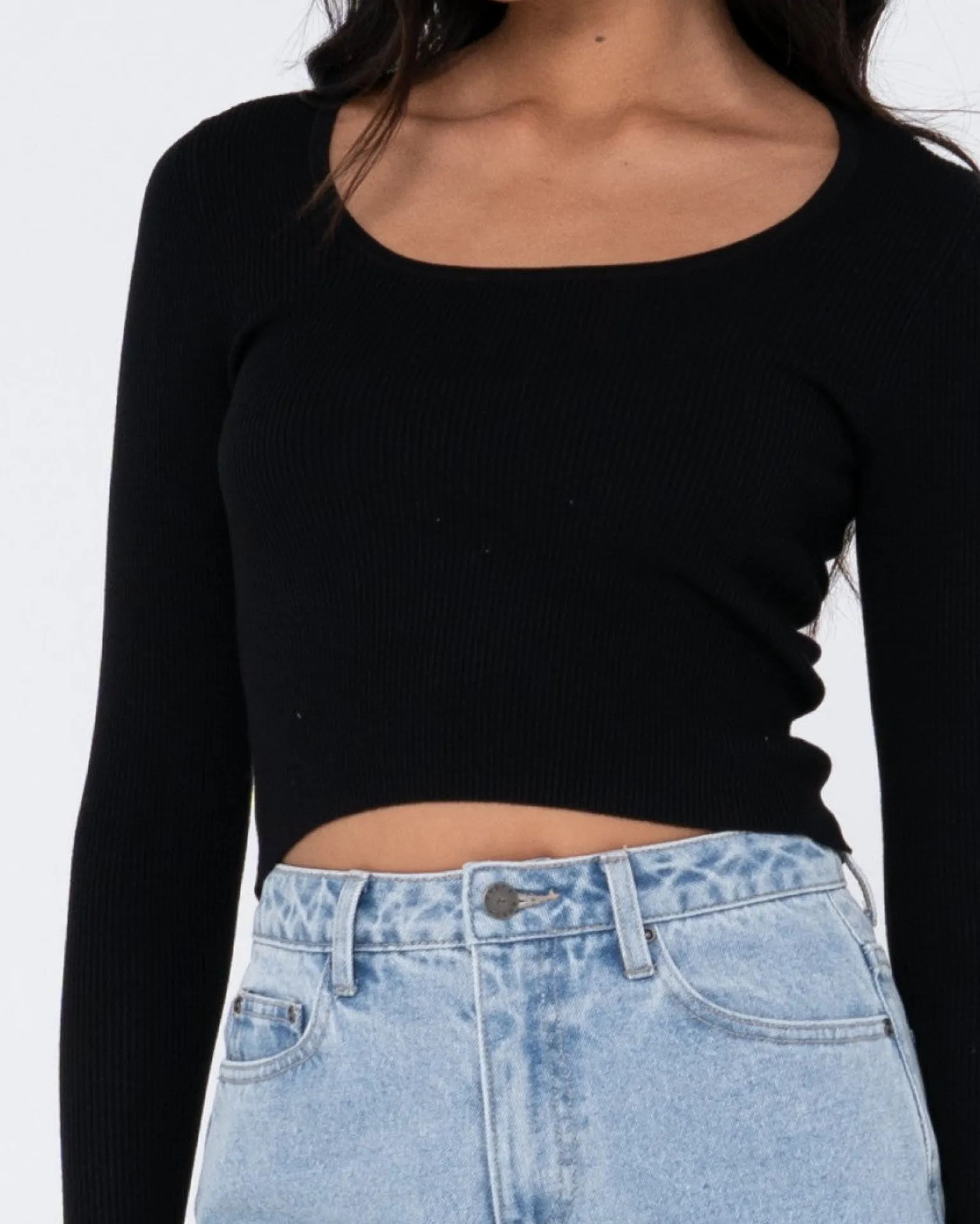 Charis Low Neckline Long Sleeve Knit Top | Rusty Store