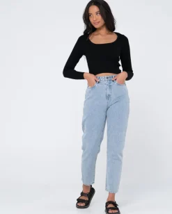 Charis Low Neckline Long Sleeve Knit Top | Rusty Store