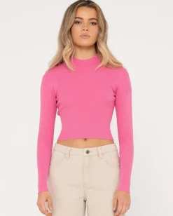 Charis Mock Neck Long Sleeve Knit Top | Rusty Discount