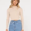Charis Mock Neck Long Sleeve Knit Top | Rusty Hot