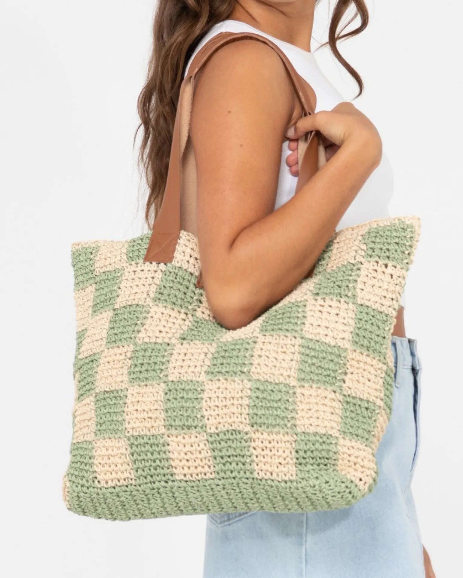 Checkmate Straw Beach Bag | Rusty Hot