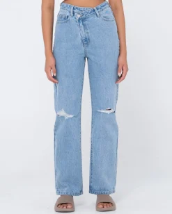 Chloe High Waisted Distressed Straight Jean | Rusty Flash Sale