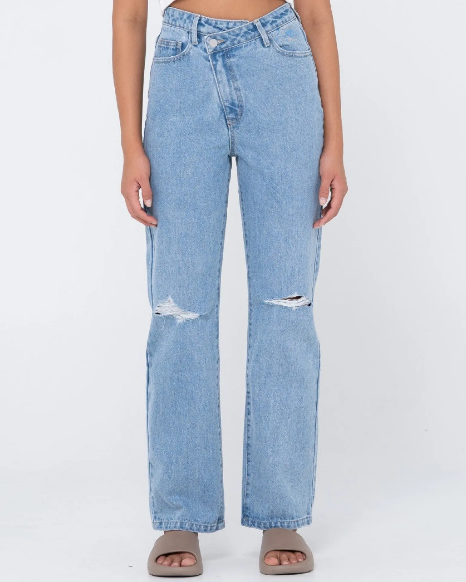 Chloe High Waisted Distressed Straight Jean | Rusty Flash Sale