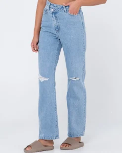 Chloe High Waisted Distressed Straight Jean | Rusty Flash Sale