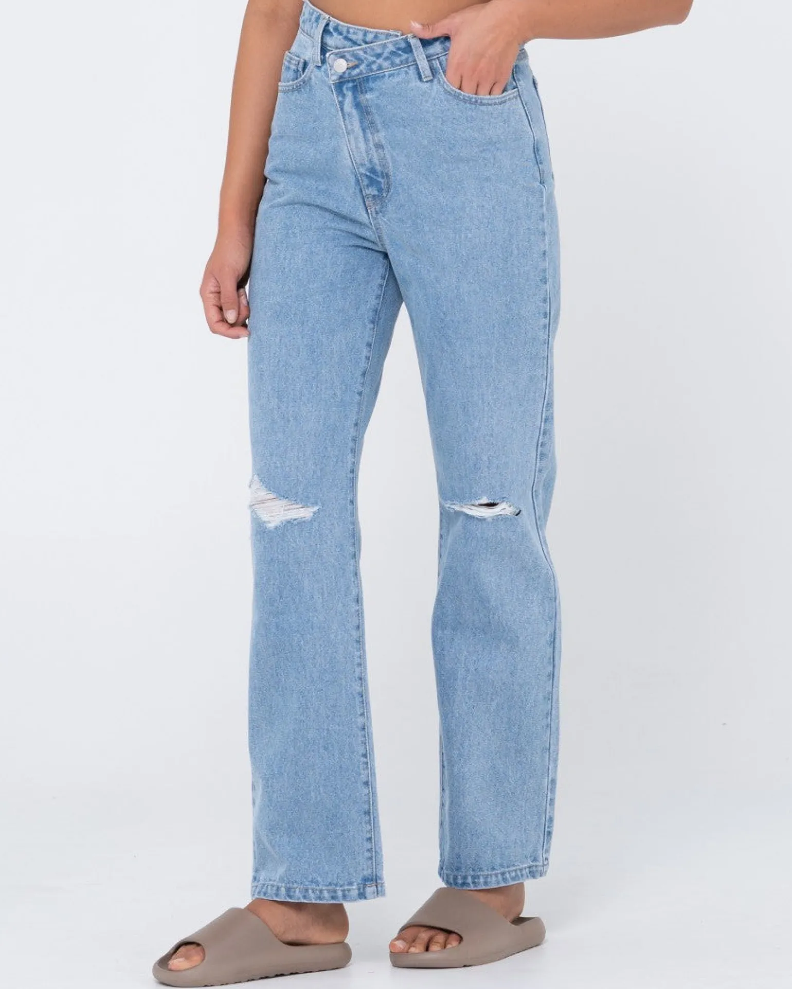 Chloe High Waisted Distressed Straight Jean | Rusty Flash Sale