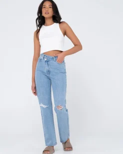 Chloe High Waisted Distressed Straight Jean | Rusty Flash Sale