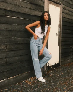 Chloe High Waisted Distressed Straight Jean | Rusty Flash Sale
