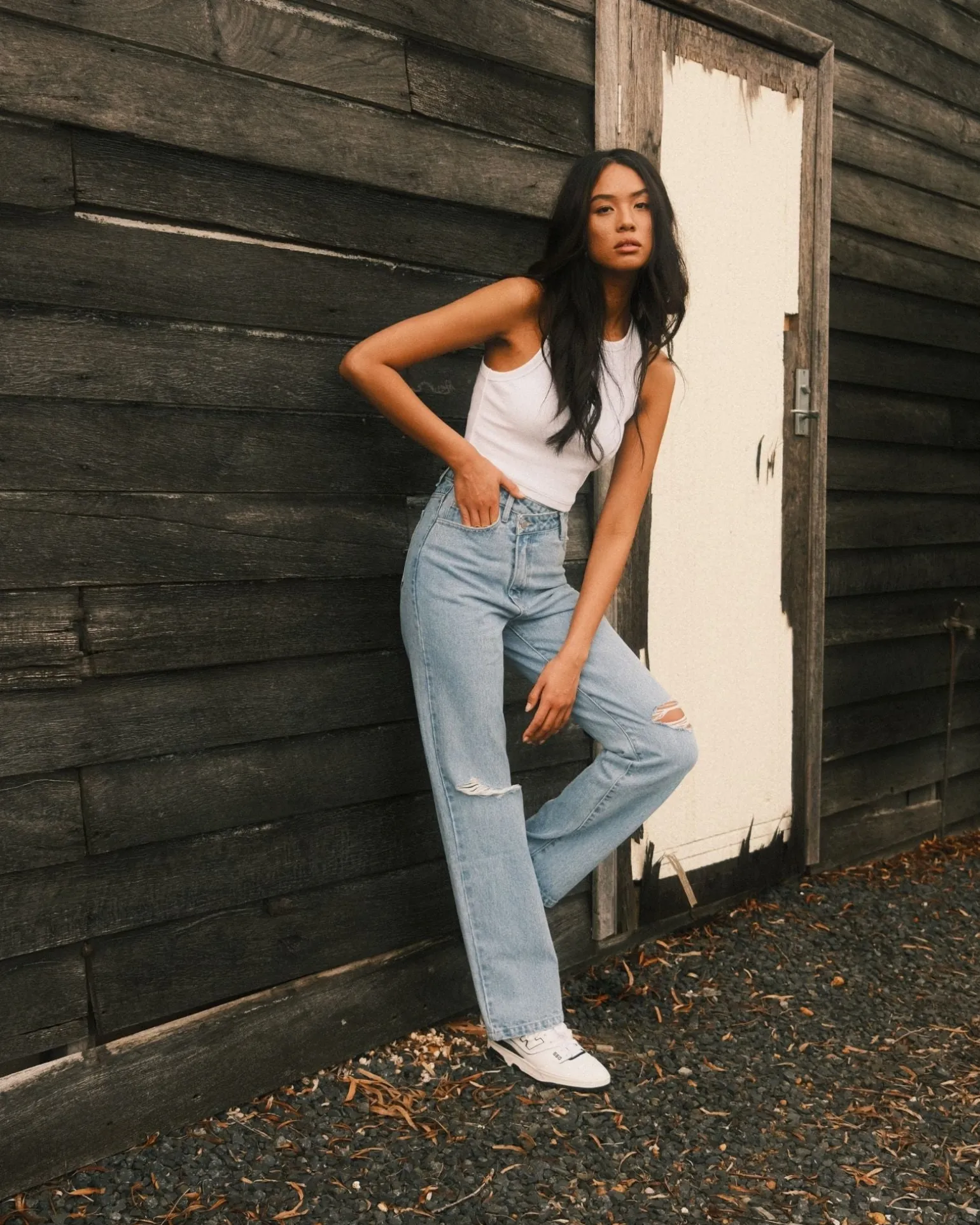 Chloe High Waisted Distressed Straight Jean | Rusty Flash Sale