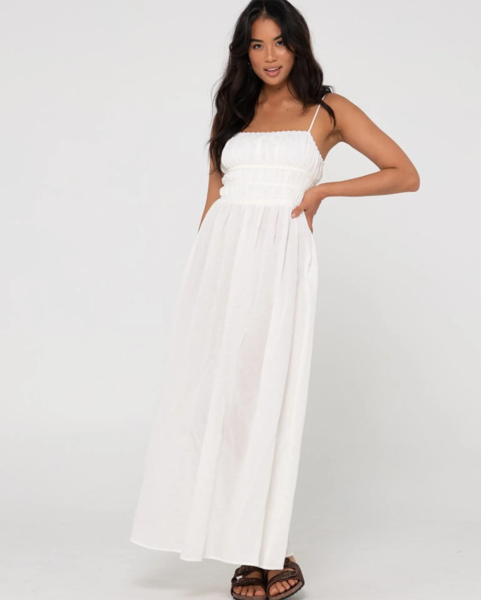 Coco Shirred Maxi Dress | Rusty Hot