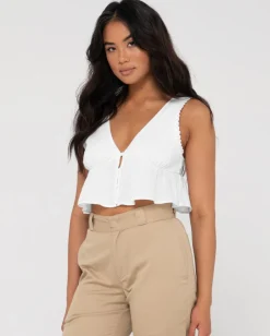 Coco V Neck Crop Top | Rusty Online