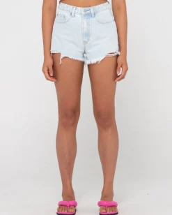 Dime High Waisted Frayed Denim Short | Rusty Fashion