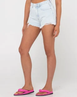 Dime High Waisted Frayed Denim Short | Rusty Fashion