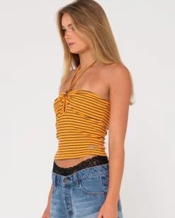 Emma Striped Halter Neck Top | Rusty Shop