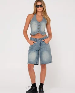Flip Mommy Halter Neck Denim Vest | Rusty Hot
