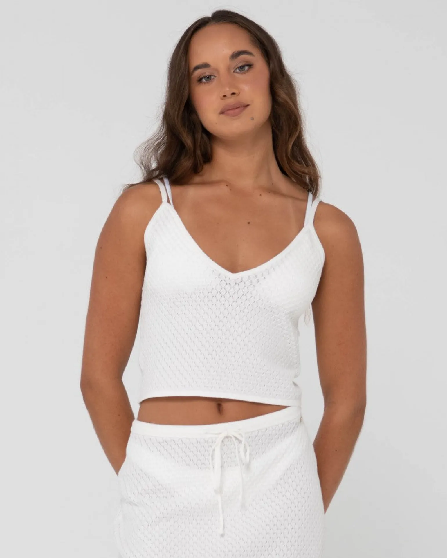 Florence V Neck Knit Cami Crop Top | Rusty Online
