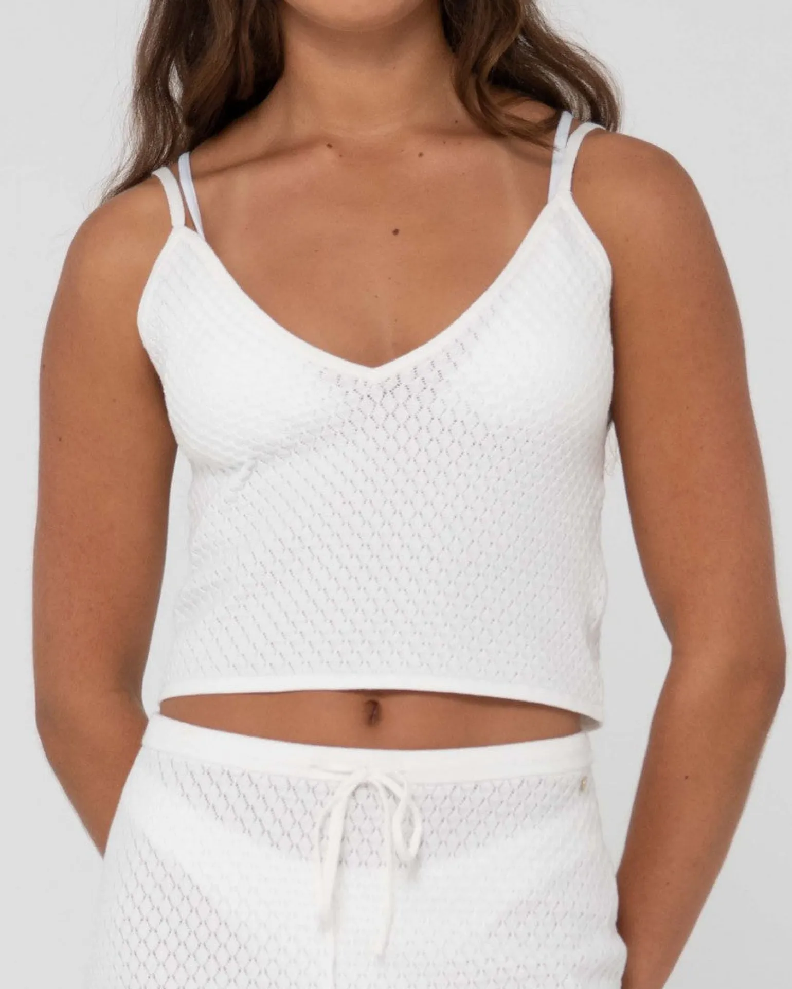 Florence V Neck Knit Cami Crop Top | Rusty Online
