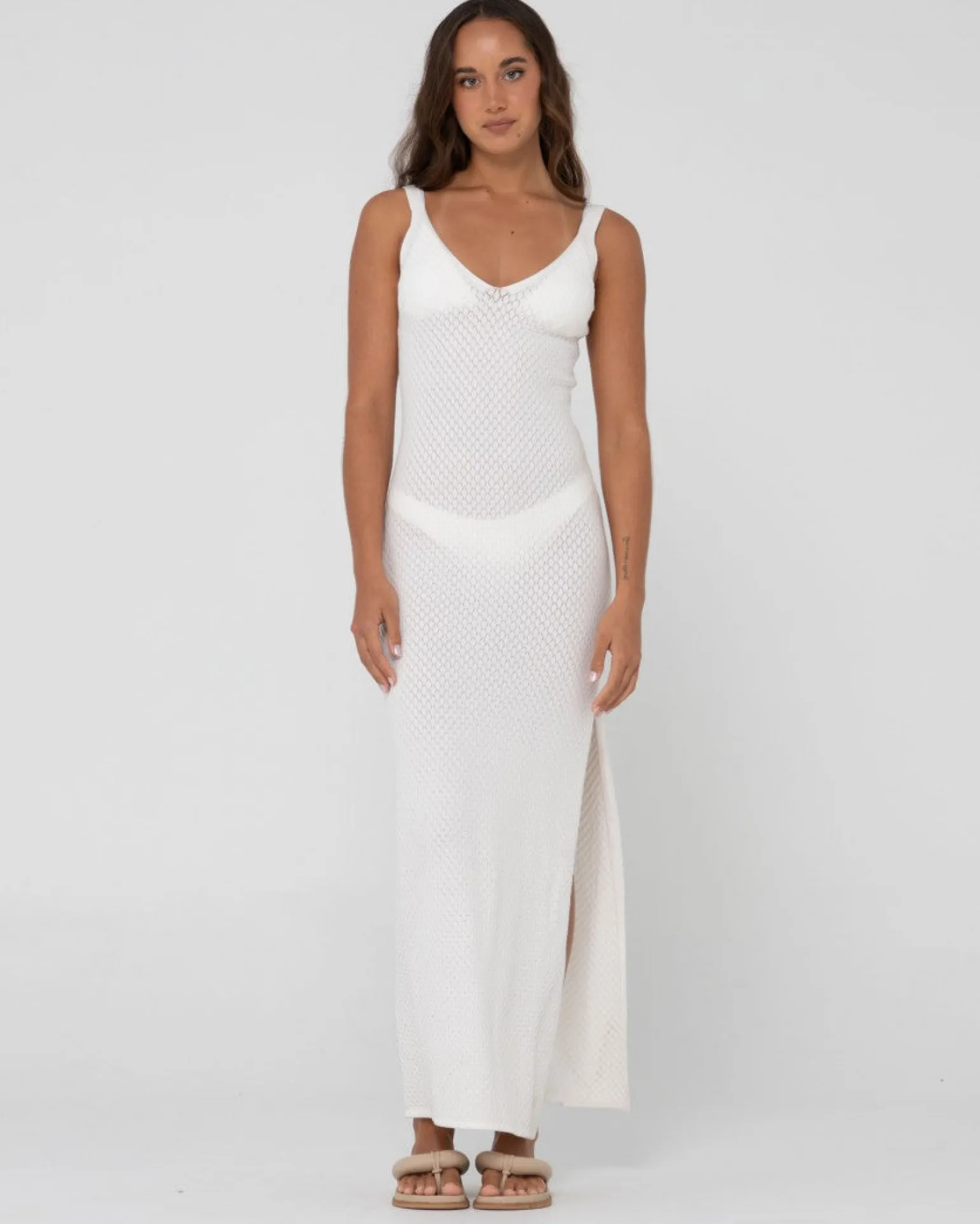 Florence V Neck Knit Slip Maxi Dress | Rusty New