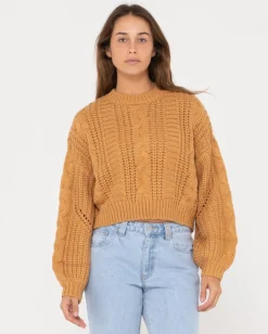 Folktale Relaxed Fit Chunky Crop Knit | Rusty Cheap