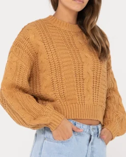 Folktale Relaxed Fit Chunky Crop Knit | Rusty Cheap