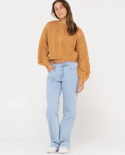Folktale Relaxed Fit Chunky Crop Knit | Rusty Cheap