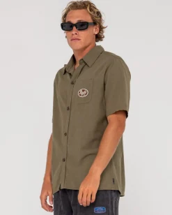 Greaser Overtone Short Sleeve Linen Shirt | Rusty Shop