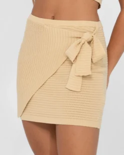 Harri Ribbed Knit Sarong Mini Skirt | Rusty Flash Sale
