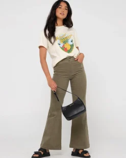 High Waisted Flare Cord Pant | Rusty Hot