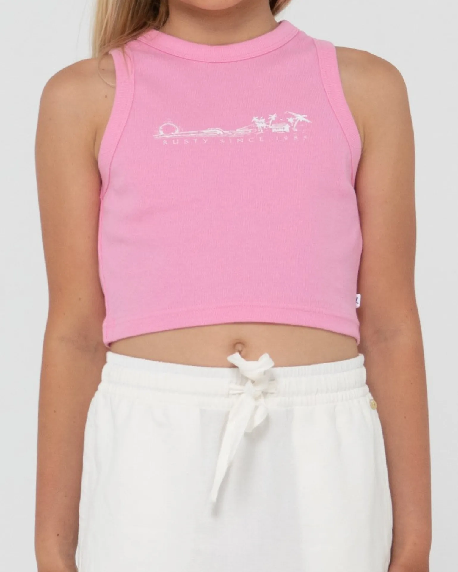 Island Life Graphic Racer Tank Girls | Rusty Clearance