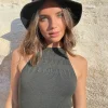 Laura Halter Crop Knit Top | Rusty Hot