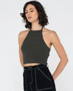 Laura Halter Crop Knit Top | Rusty Hot